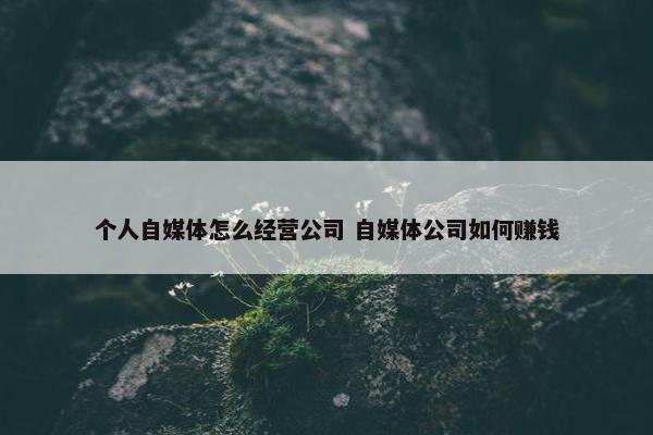 个人自媒体怎么经营公司 自媒体公司如何赚钱