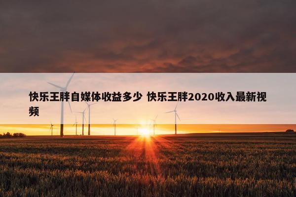 快乐王胖自媒体收益多少 快乐王胖2020收入最新视频