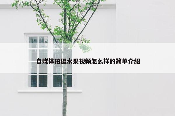 自媒体拍摄水果视频怎么样的简单介绍