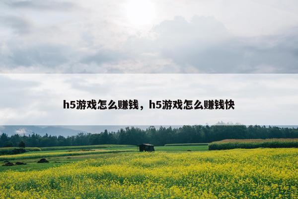 h5游戏怎么赚钱，h5游戏怎么赚钱快