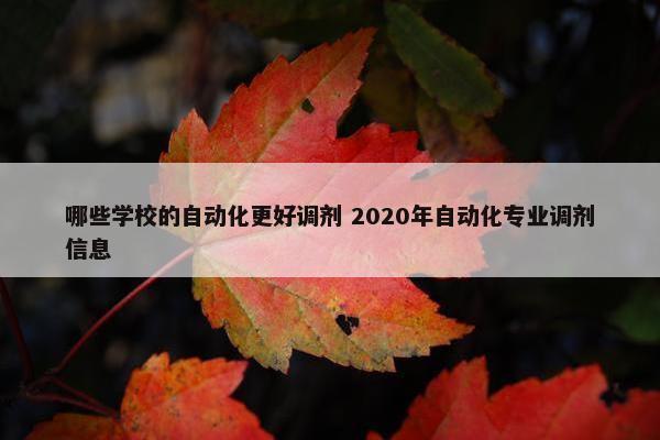 哪些学校的自动化更好调剂 2020年自动化专业调剂信息