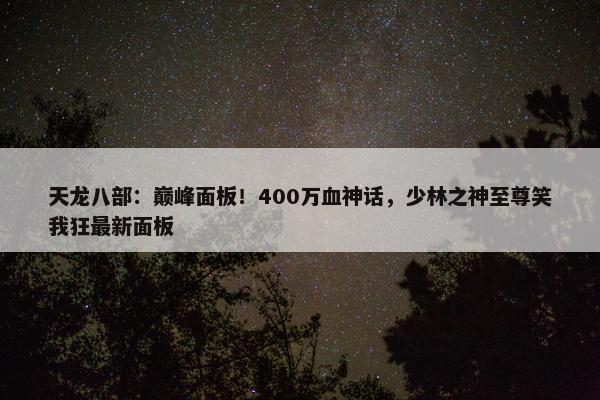 天龙八部：巅峰面板！400万血神话，少林之神至尊笑我狂最新面板