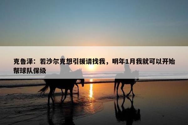 克鲁泽：若沙尔克想引援请找我，明年1月我就可以开始帮球队保级