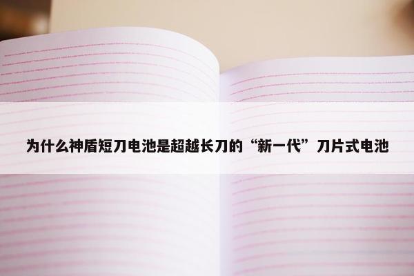 为什么神盾短刀电池是超越长刀的“新一代”刀片式电池