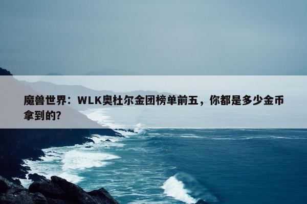 魔兽世界：WLK奥杜尔金团榜单前五，你都是多少金币拿到的？