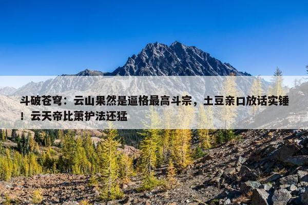 斗破苍穹：云山果然是逼格最高斗宗，土豆亲口放话实锤！云天帝比萧护法还猛