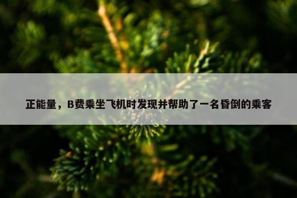 正能量，B费乘坐飞机时发现并帮助了一名昏倒的乘客