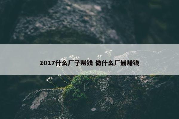 2017什么厂子赚钱 做什么厂最赚钱