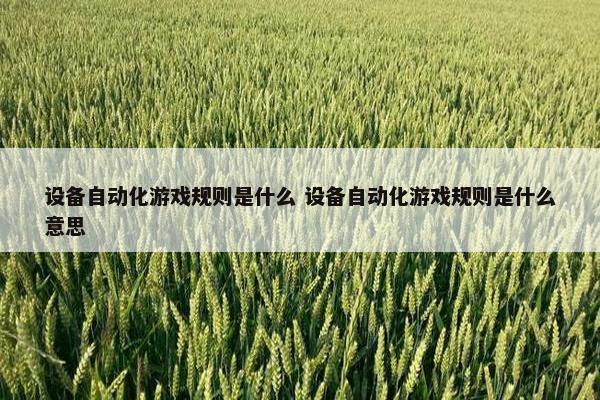 设备自动化游戏规则是什么 设备自动化游戏规则是什么意思