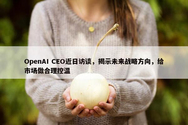 OpenAI CEO近日访谈，揭示未来战略方向，给市场做合理控温