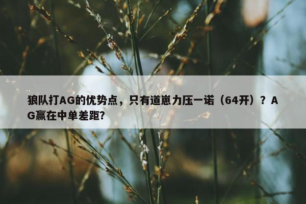 狼队打AG的优势点，只有道崽力压一诺（64开）？AG赢在中单差距？