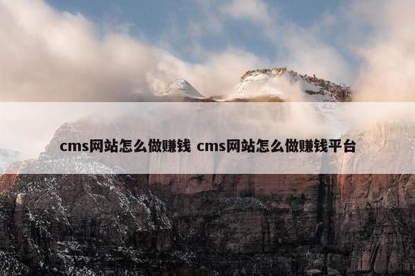 cms网站怎么做赚钱 cms网站怎么做赚钱平台