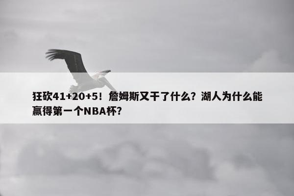 狂砍41+20+5！詹姆斯又干了什么？湖人为什么能赢得第一个NBA杯？