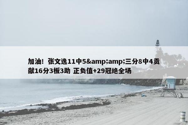 加油！张文逸11中5&amp;三分8中4贡献16分3板3助 正负值+29冠绝全场