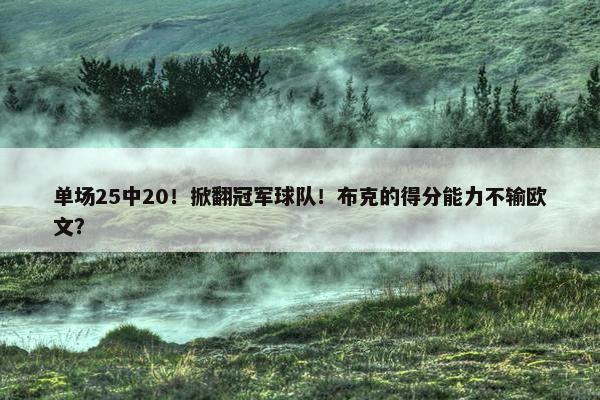 单场25中20！掀翻冠军球队！布克的得分能力不输欧文？