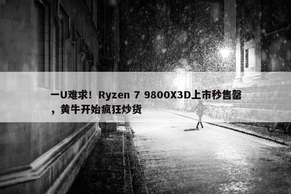 一U难求！Ryzen 7 9800X3D上市秒售罄，黄牛开始疯狂炒货