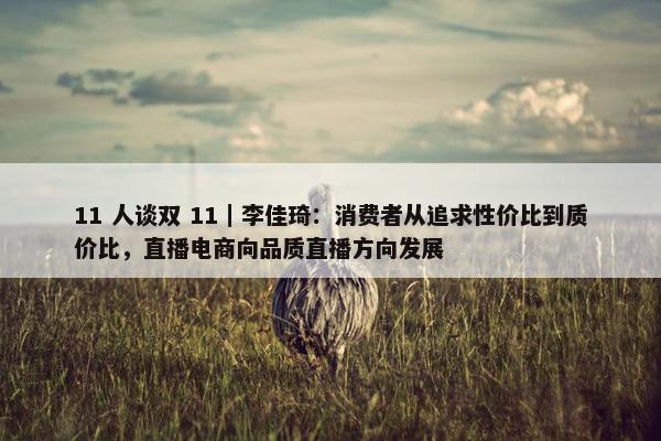 11 人谈双 11｜李佳琦：消费者从追求性价比到质价比，直播电商向品质直播方向发展