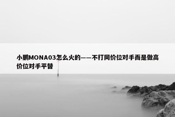 小鹏MONA03怎么火的——不打同价位对手而是做高价位对手平替