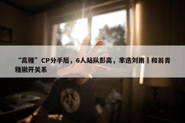 “高雅”CP分手后，6人站队彭高，芈迭刘雨璠和翁青雅撇开关系