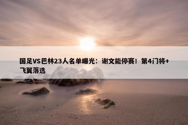 国足VS巴林23人名单曝光：谢文能停赛！第4门将+飞翼落选