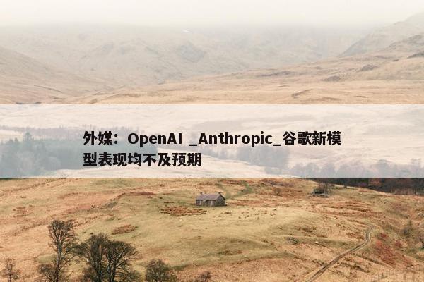 外媒：OpenAI _Anthropic_谷歌新模型表现均不及预期