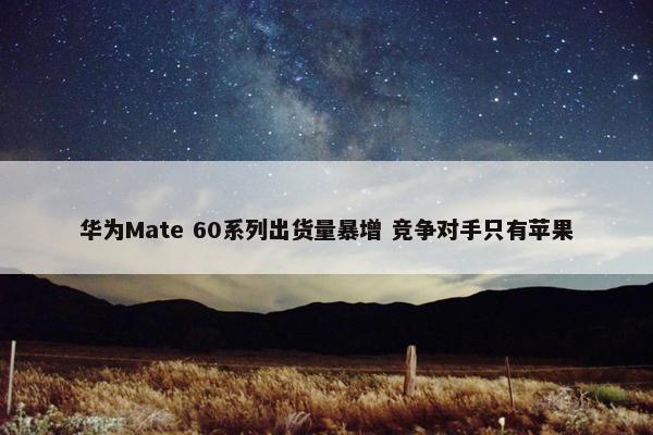 华为Mate 60系列出货量暴增 竞争对手只有苹果