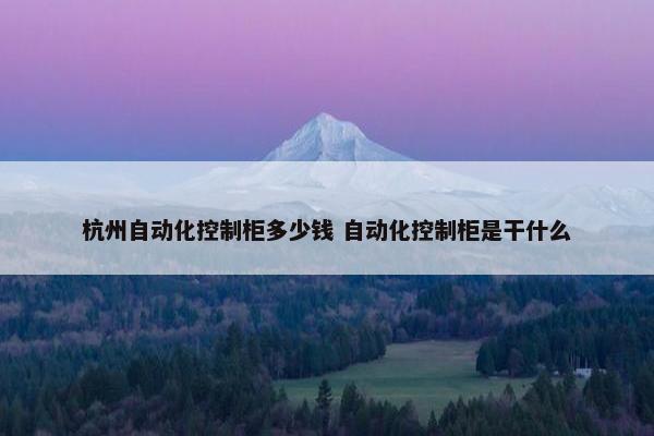 杭州自动化控制柜多少钱 自动化控制柜是干什么