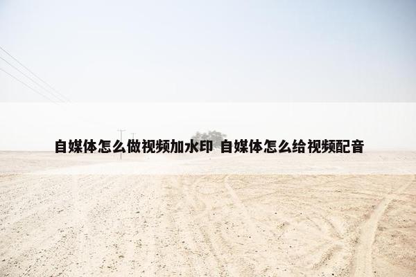 自媒体怎么做视频加水印 自媒体怎么给视频配音