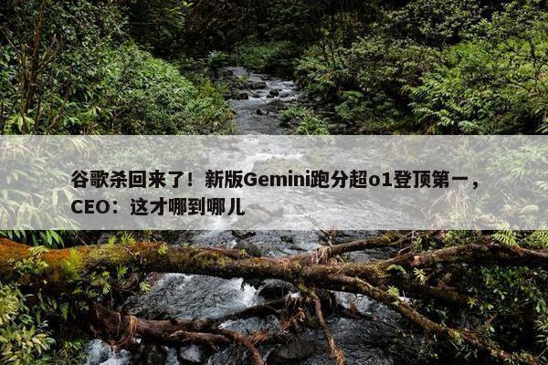 谷歌杀回来了！新版Gemini跑分超o1登顶第一，CEO：这才哪到哪儿