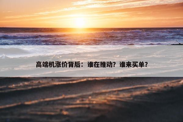 高端机涨价背后：谁在推动？谁来买单？