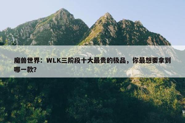 魔兽世界：WLK三阶段十大最贵的极品，你最想要拿到哪一款？