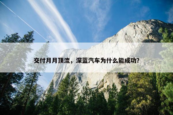 交付月月顶流，深蓝汽车为什么能成功？