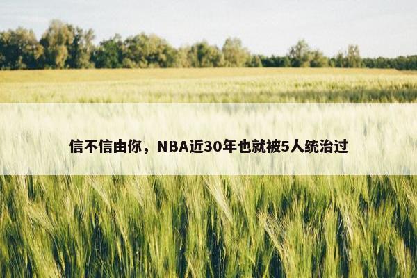 信不信由你，NBA近30年也就被5人统治过