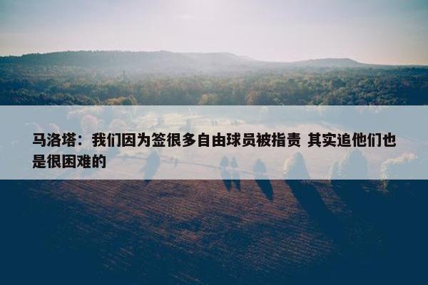 马洛塔：我们因为签很多自由球员被指责 其实追他们也是很困难的