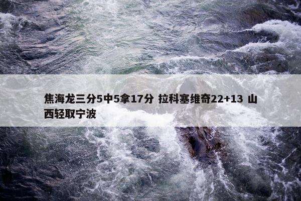 焦海龙三分5中5拿17分 拉科塞维奇22+13 山西轻取宁波