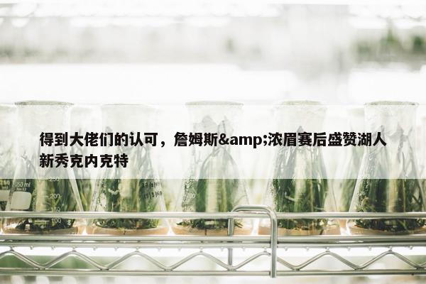 得到大佬们的认可，詹姆斯&浓眉赛后盛赞湖人新秀克内克特