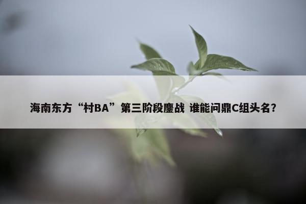 海南东方“村BA”第三阶段鏖战 谁能问鼎C组头名？