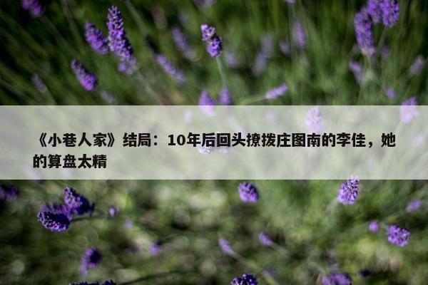 《小巷人家》结局：10年后回头撩拨庄图南的李佳，她的算盘太精