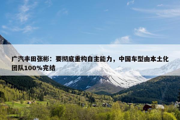 广汽丰田张彬：要彻底重构自主能力，中国车型由本土化团队100%完结