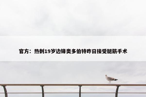 官方：热刺19岁边锋奥多伯特昨日接受腿筋手术