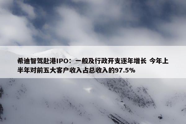 希迪智驾赴港IPO：一般及行政开支逐年增长 今年上半年对前五大客户收入占总收入的97.5%