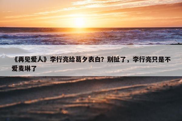 《再见爱人》李行亮给葛夕表白？别扯了，李行亮只是不爱麦琳了