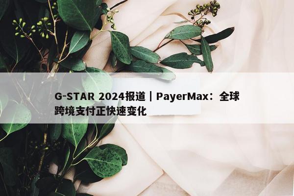 G-STAR 2024报道｜PayerMax：全球跨境支付正快速变化