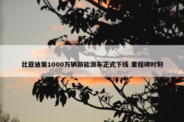 比亚迪第1000万辆新能源车正式下线 里程碑时刻