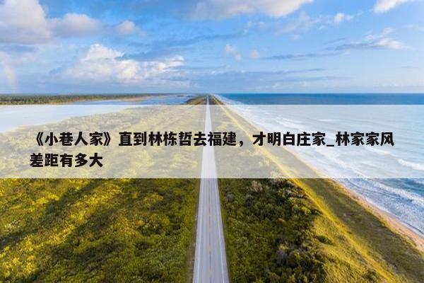 《小巷人家》直到林栋哲去福建，才明白庄家_林家家风差距有多大