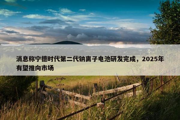 消息称宁德时代第二代钠离子电池研发完成，2025年有望推向市场