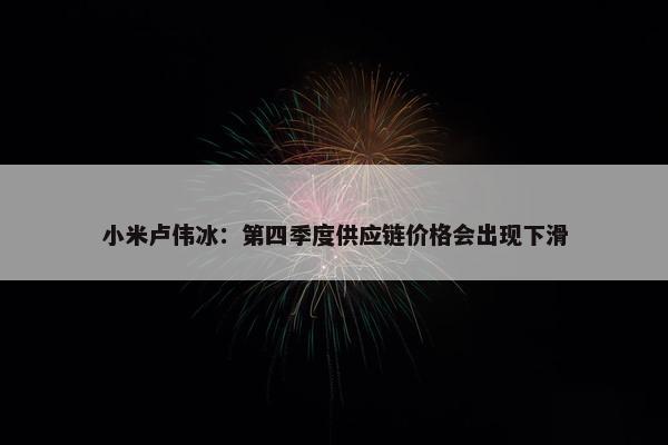 小米卢伟冰：第四季度供应链价格会出现下滑