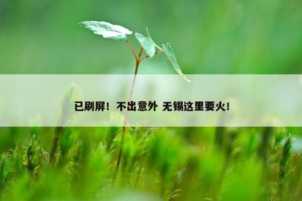 已刷屏！不出意外 无锡这里要火！