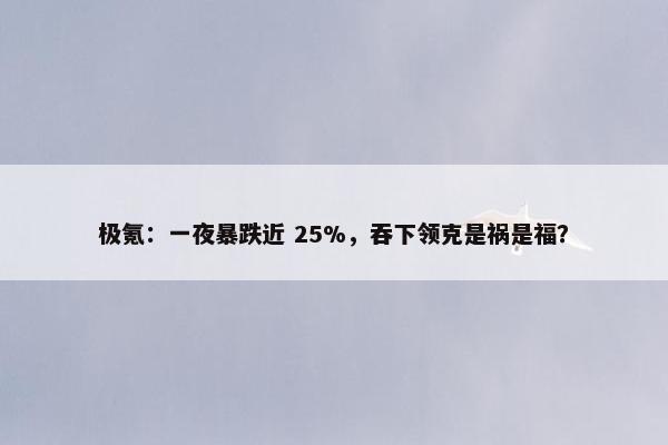 极氪：一夜暴跌近 25%，吞下领克是祸是福？