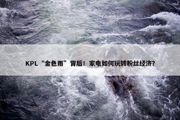 KPL“金色雨”背后！家电如何玩转粉丝经济？